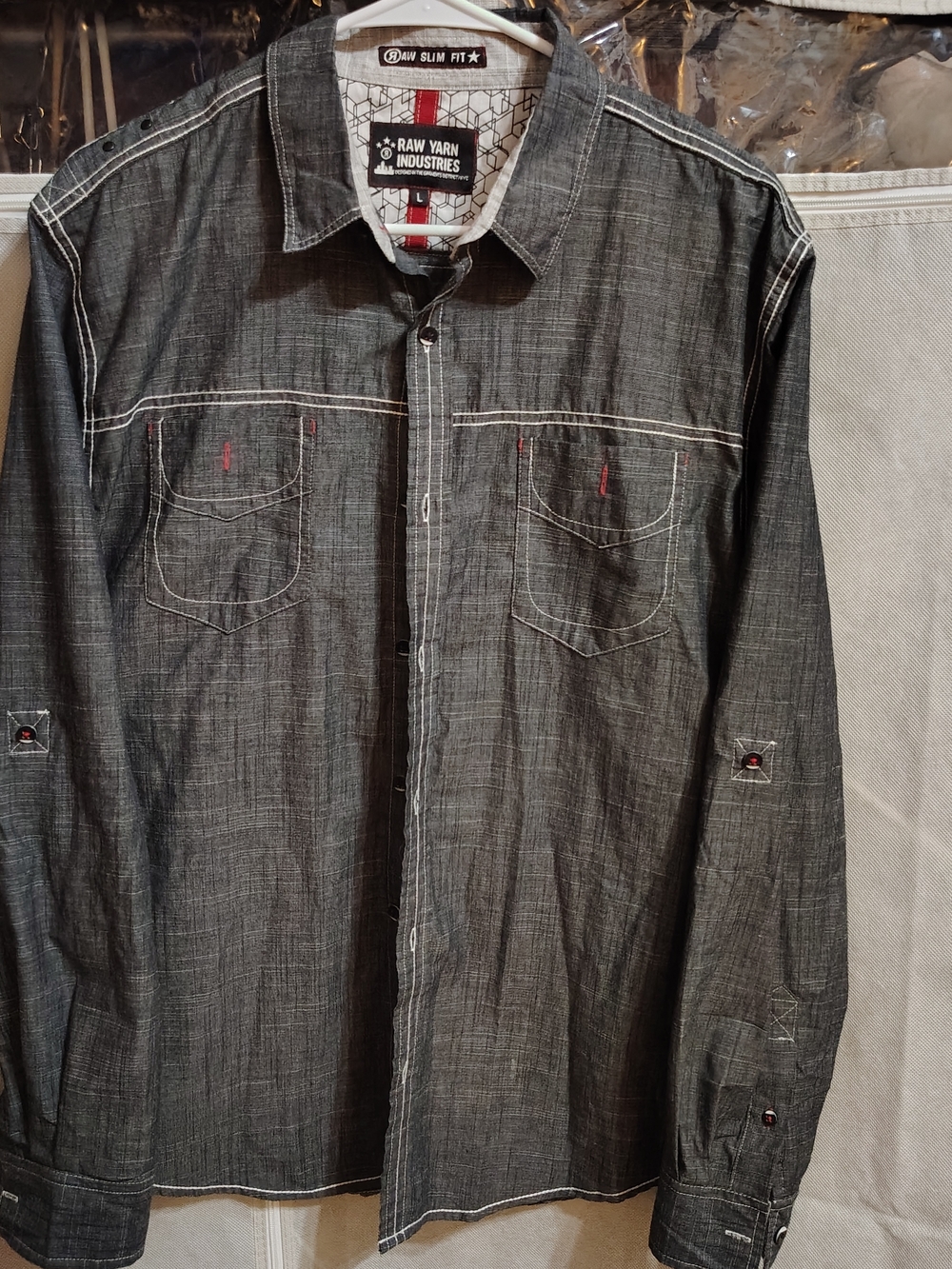 Raw Yarn Industries Men’s Dark Charcoal Button-Down Shirt